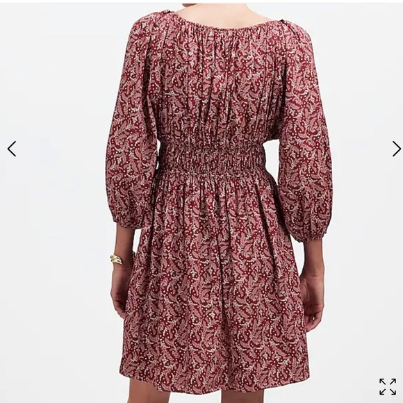 Puff-Sleeve V-Neck Mini Dress in Paisley Floral - Picture 4 of 8